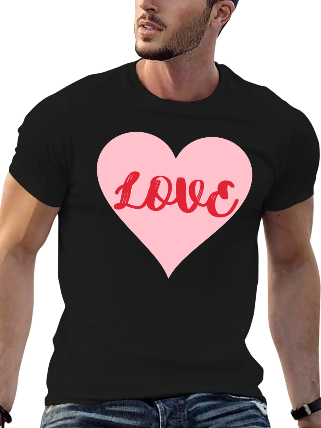 Love Heart Graphic Tee - Stylish Black T-Shirt