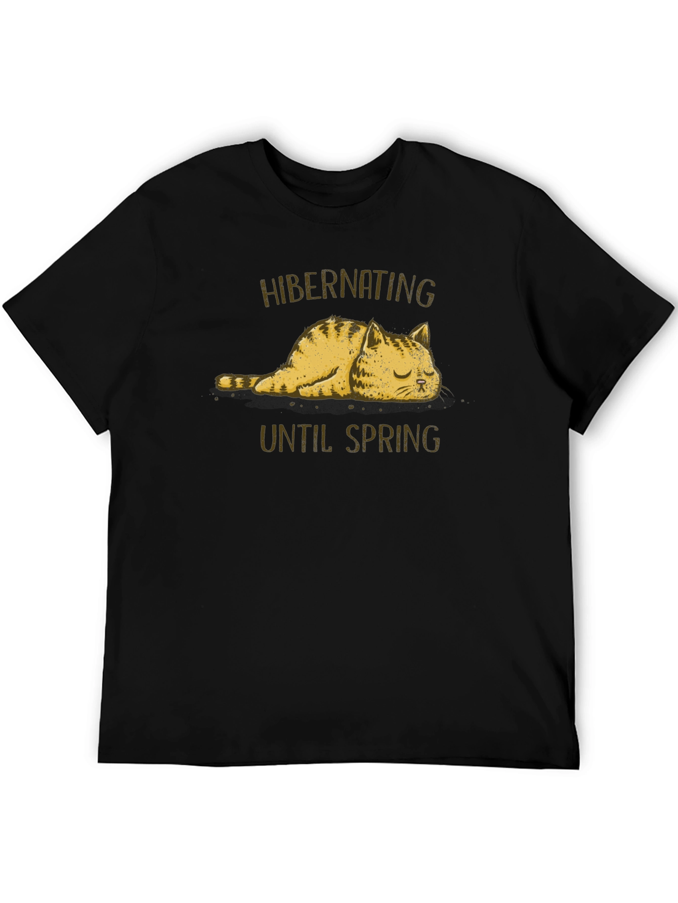 Hibernating Cat Graphic T-Shirt - Funny Spring Tee