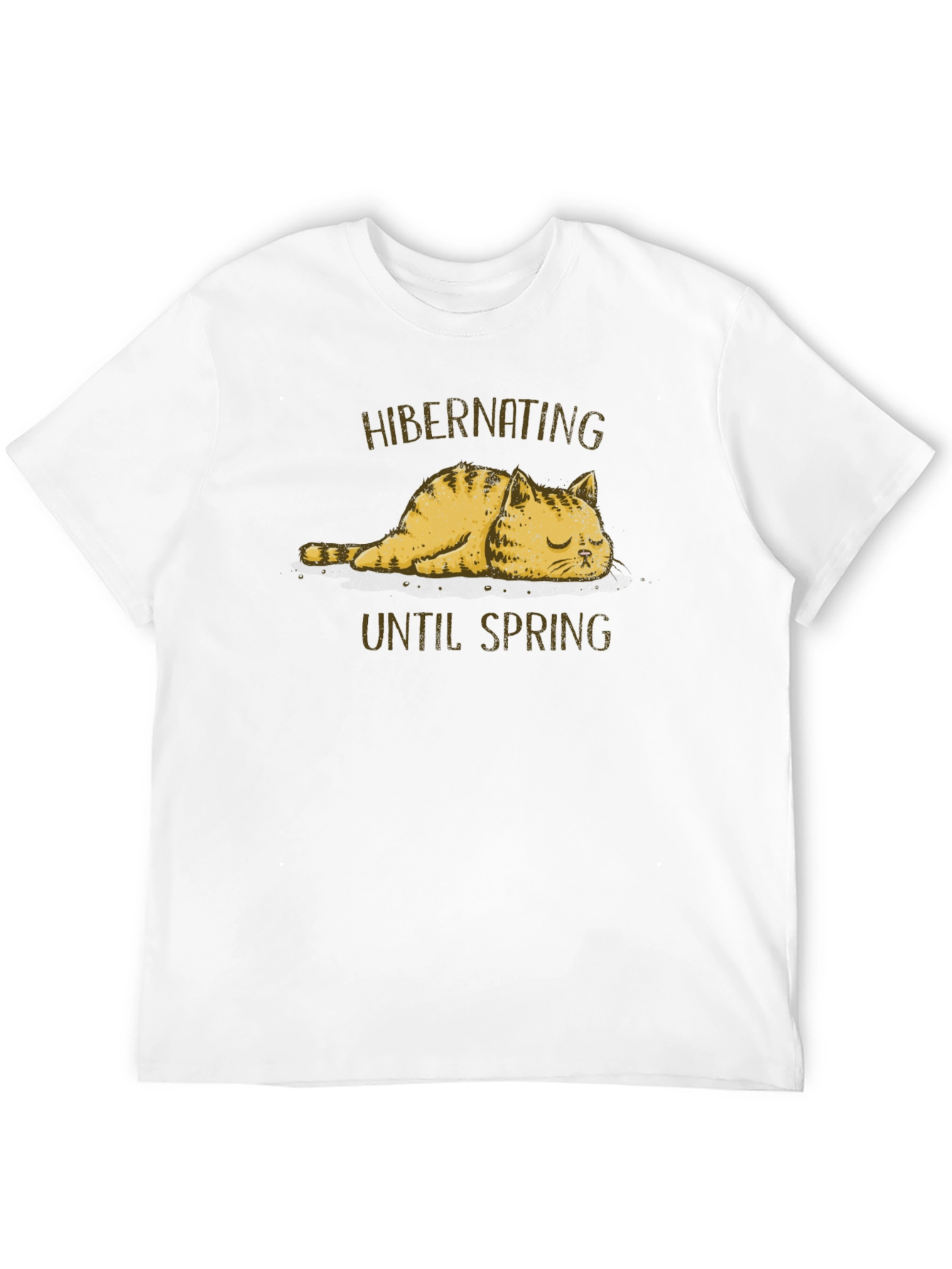 Hibernating Cat Graphic T-Shirt - Funny Spring Tee