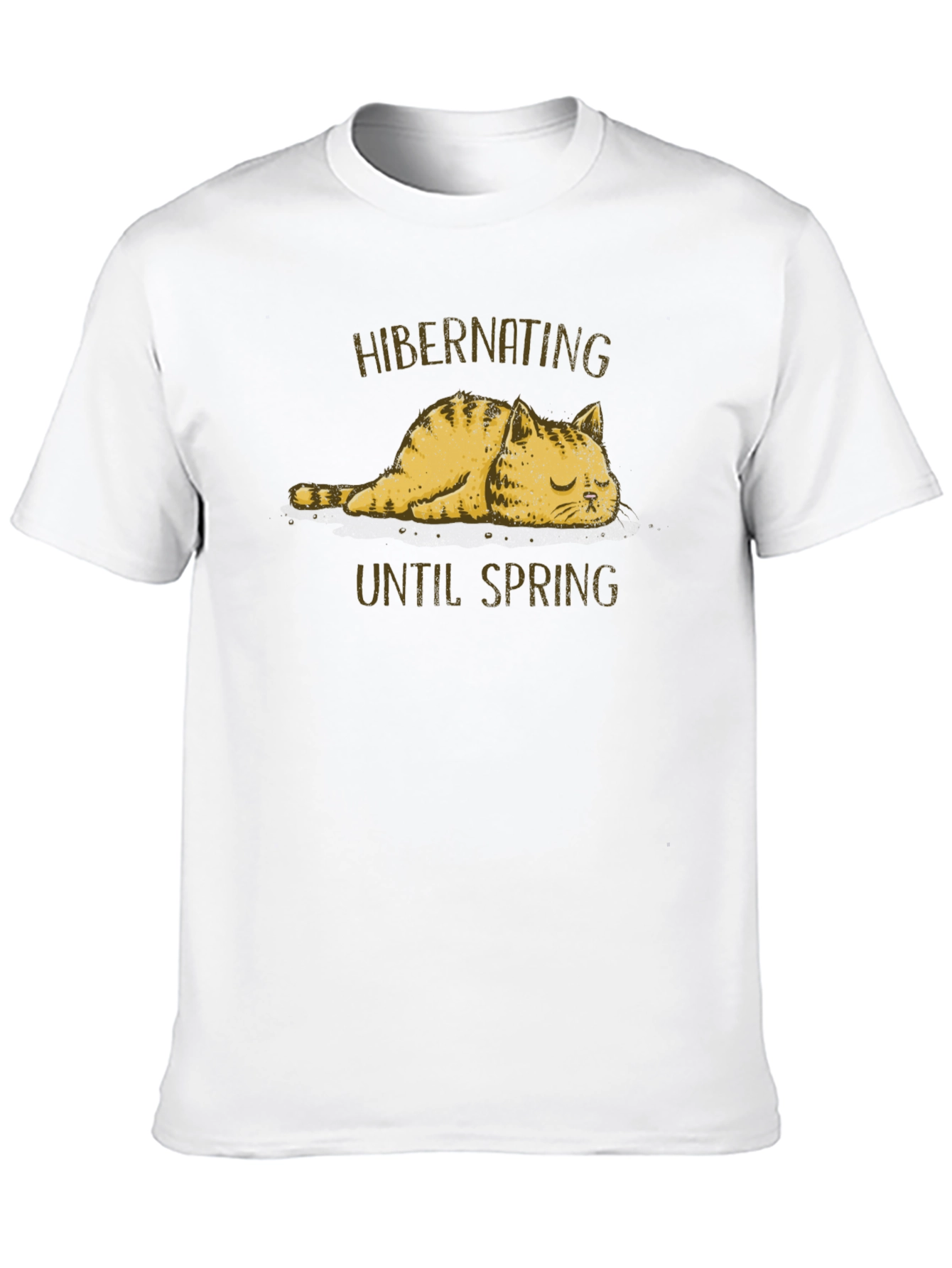 Hibernating Cat Graphic T-Shirt - Funny Spring Tee