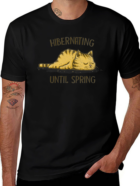 Hibernating Cat Graphic T-Shirt - Funny Spring Tee