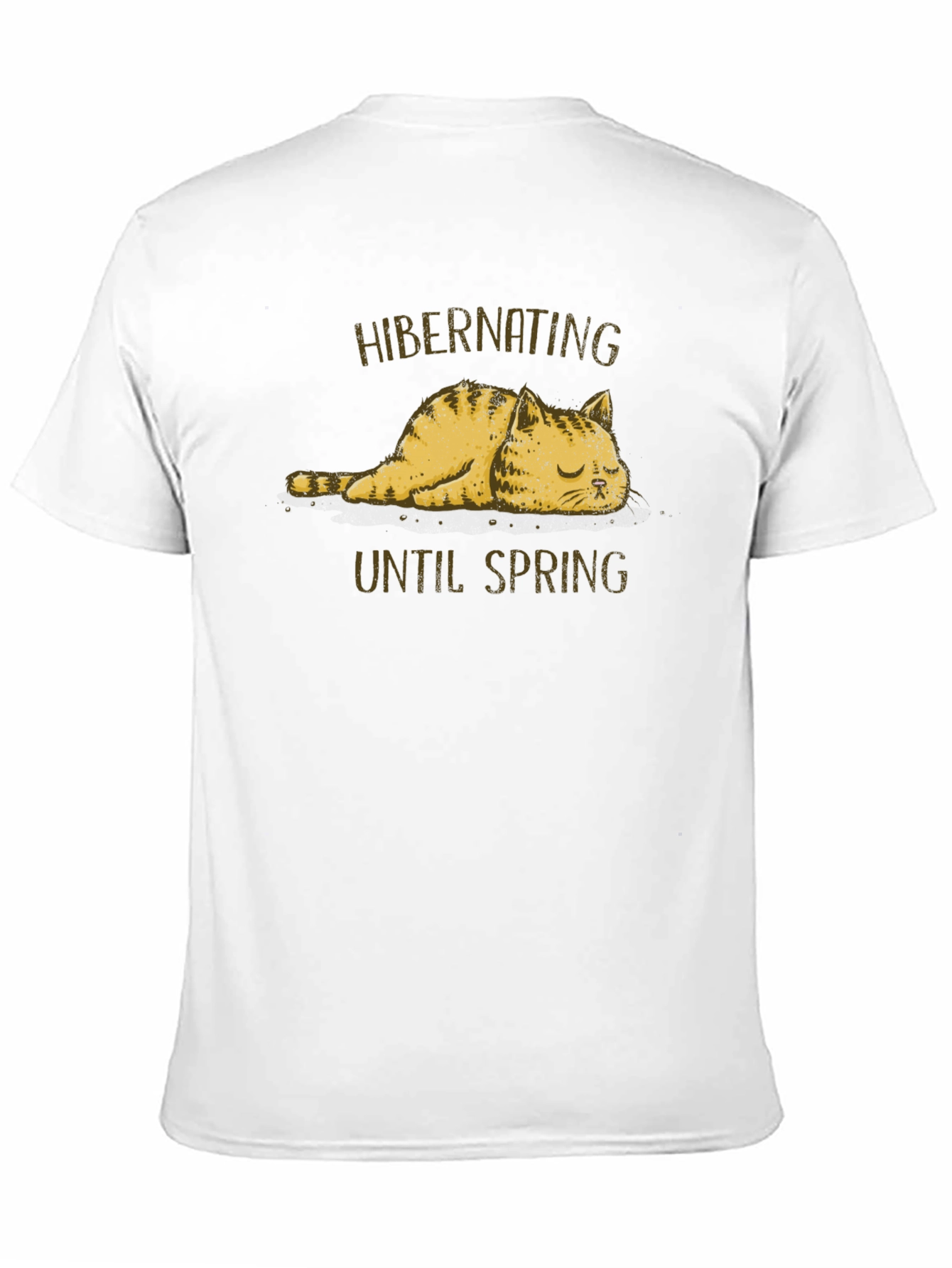 Hibernating Cat Graphic T-Shirt - Funny Spring Tee