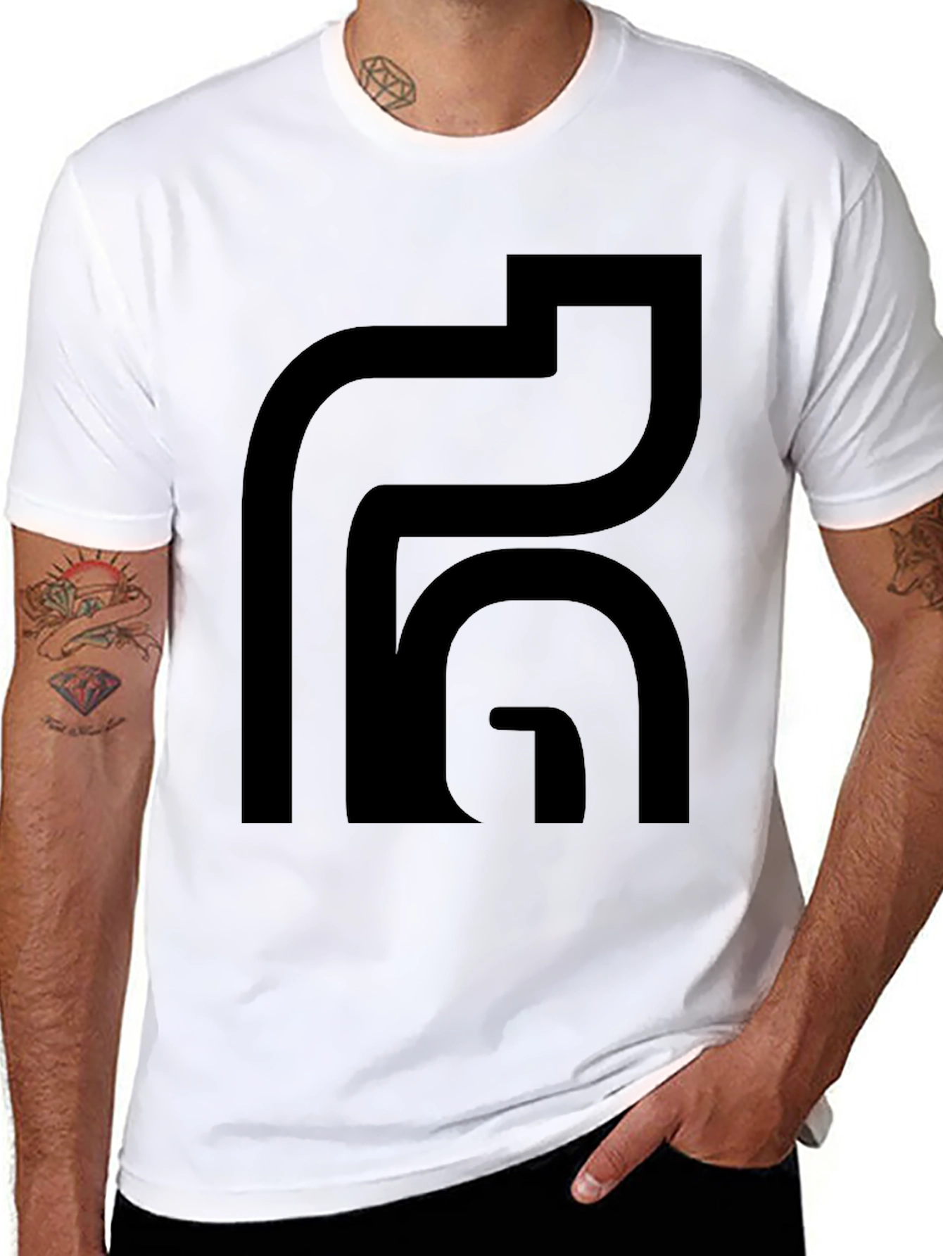 Modern Abstract Design Black T-Shirt