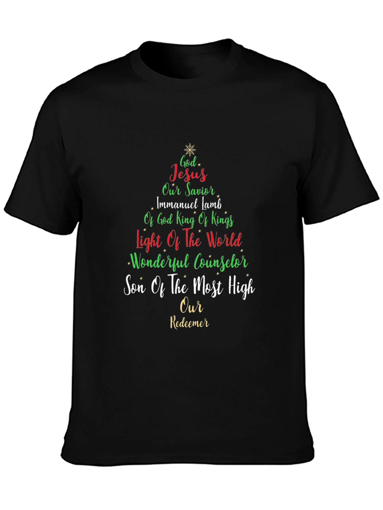 Christian Christmas Tree Word Art T-Shirt