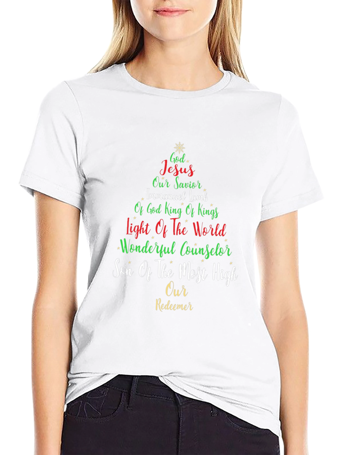 Christian Christmas Tree Word Art T-Shirt
