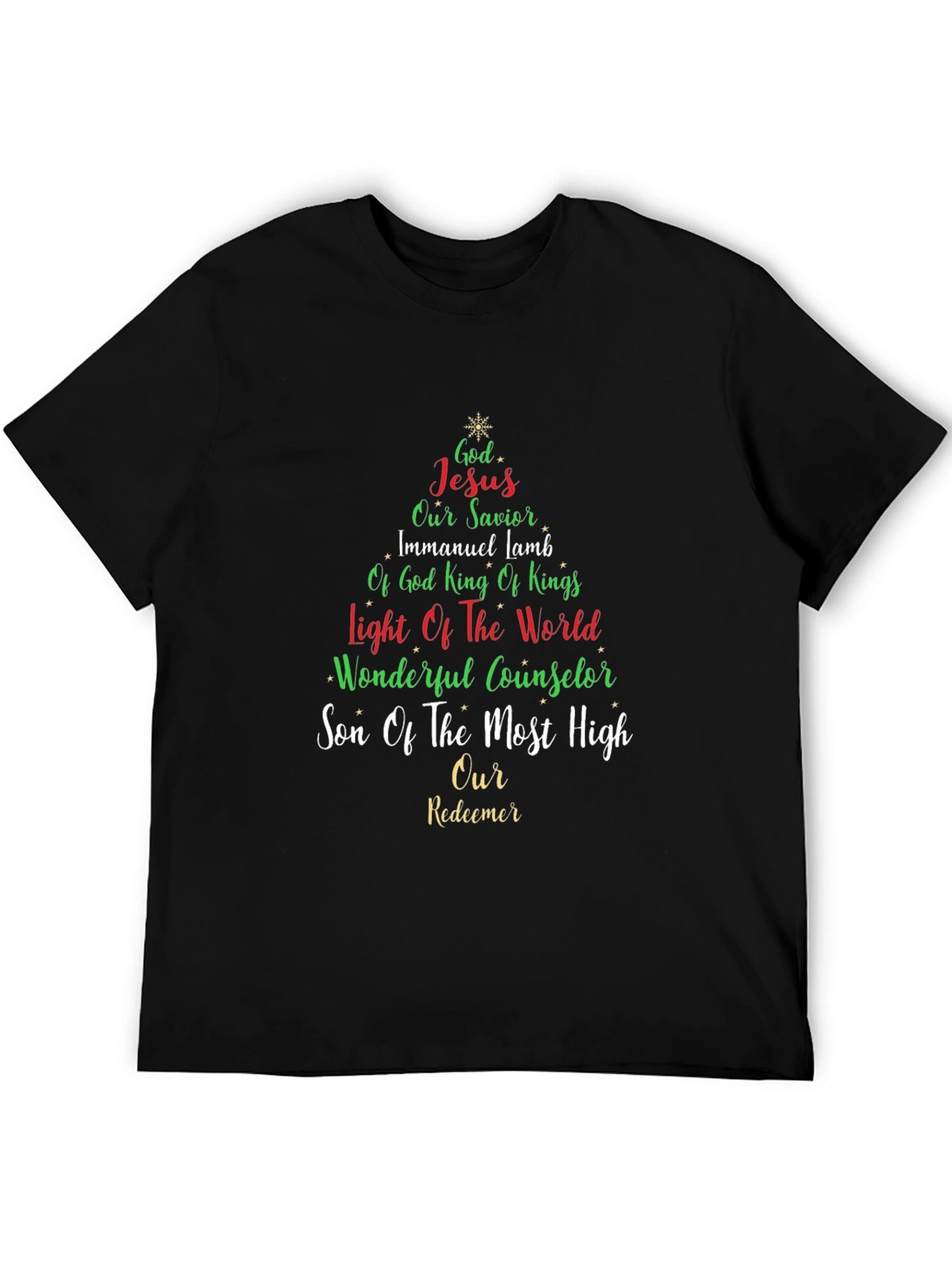 Christian Christmas Tree Word Art T-Shirt