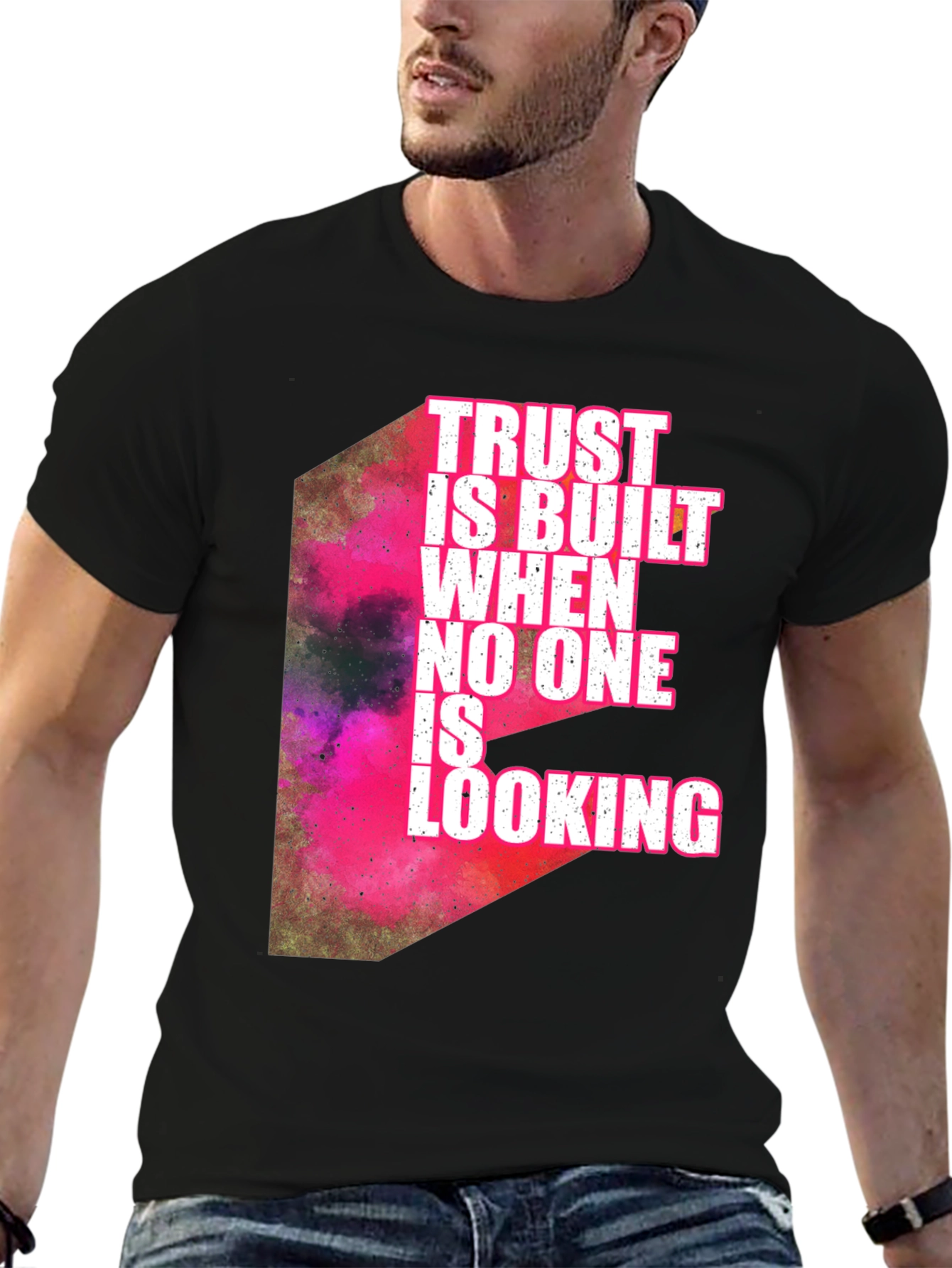 Trust is Built Mens Black Graphic Tee