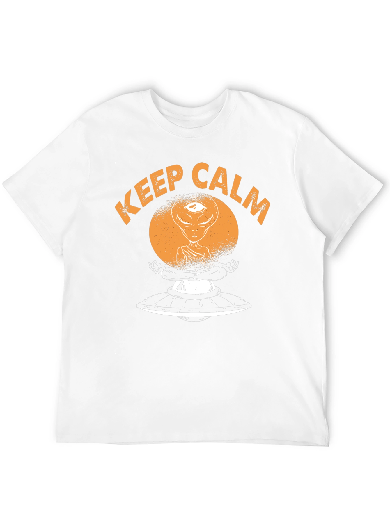 Keep Calm Alien Meditation UFO Black T-Shirt