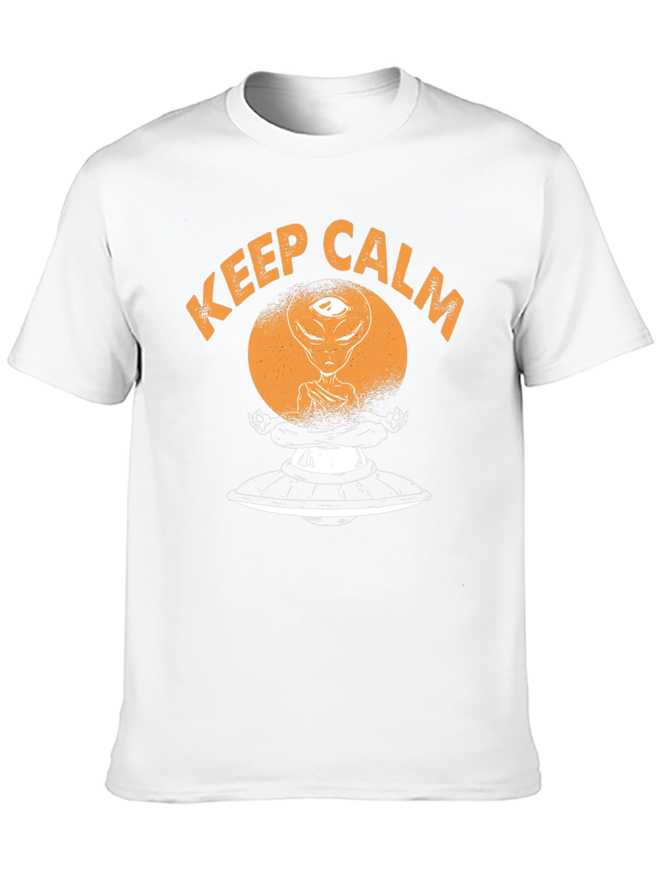 Keep Calm Alien Meditation UFO Black T-Shirt
