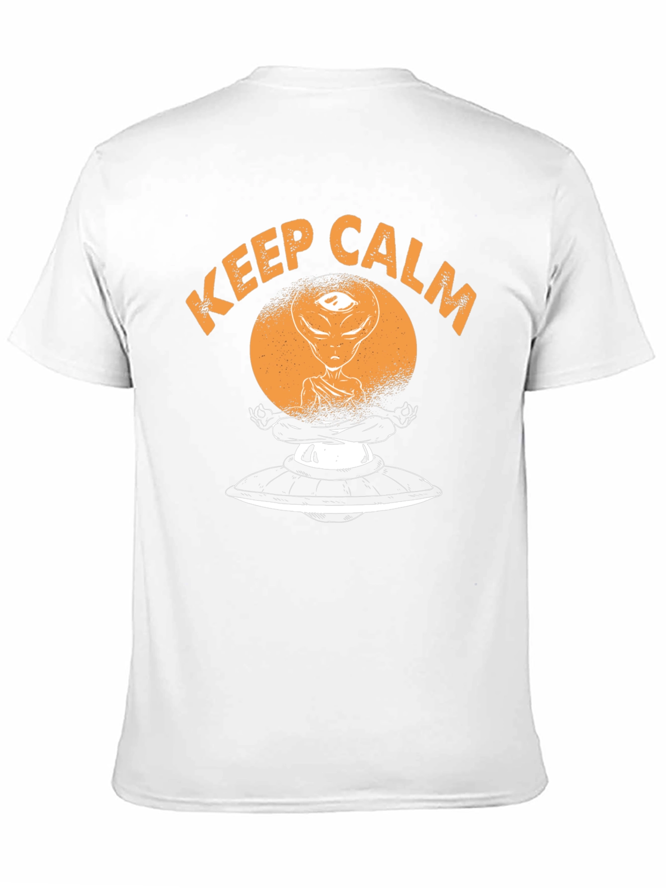Keep Calm Alien Meditation UFO Black T-Shirt