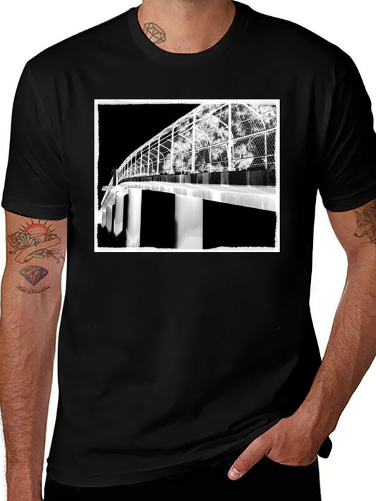 Abstract Bridge Graphic Tee - Stylish Black T-Shirt