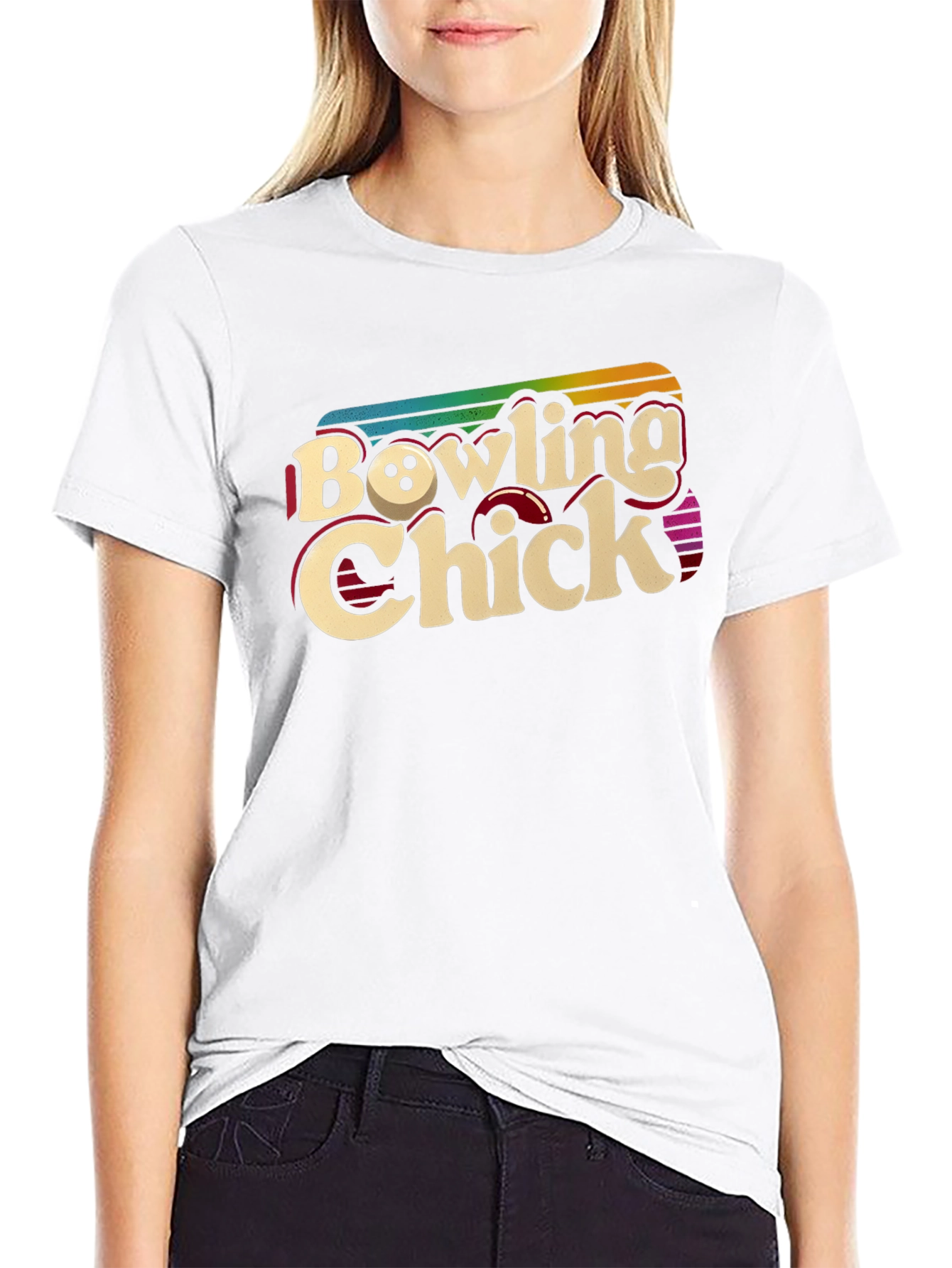 Bowling Chick Retro Graphic T-Shirt