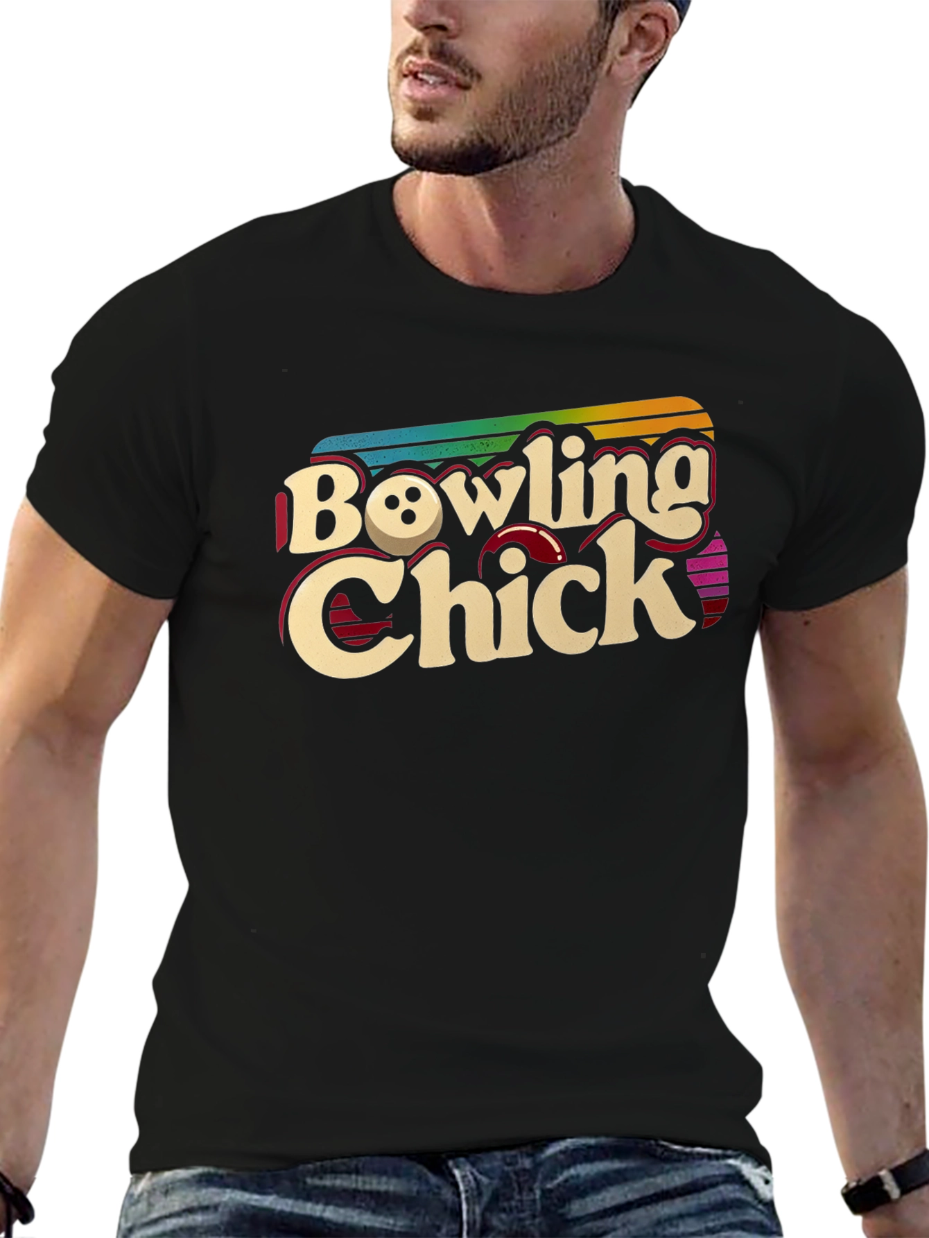 Bowling Chick Retro Graphic T-Shirt