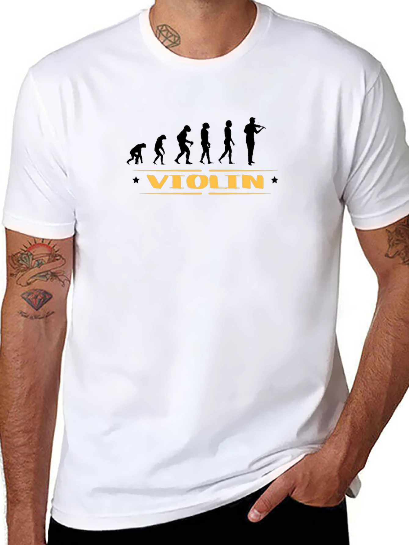 Violin Evolution Graphic T-Shirt - Black Musician Gift