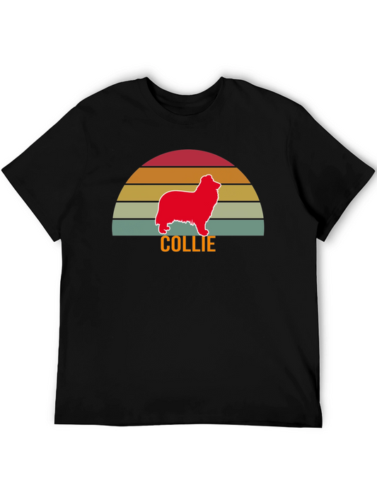 Vintage Collie Sunset T-Shirt - Dog Lover Gift