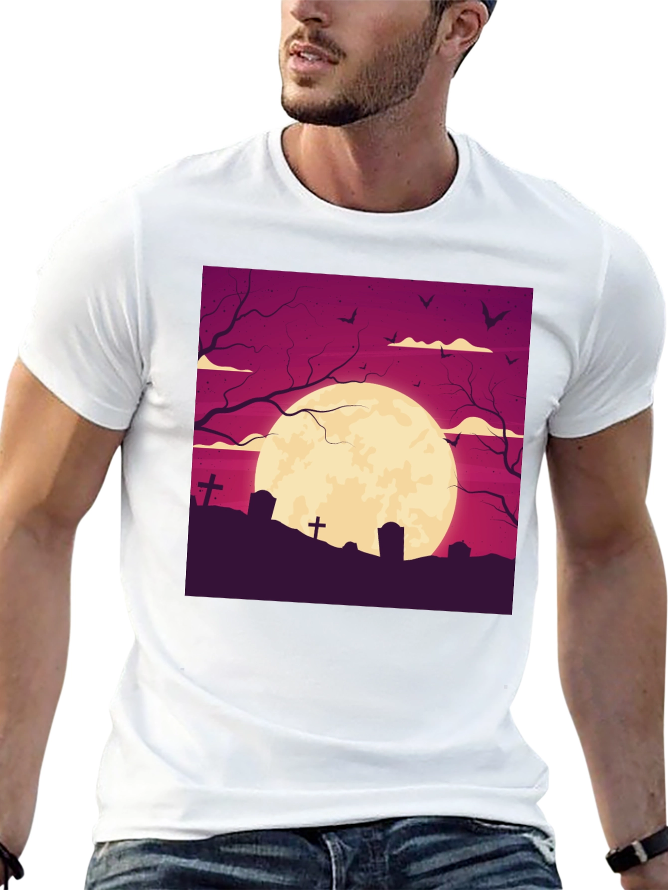 Halloween Graveyard Moon T-Shirt