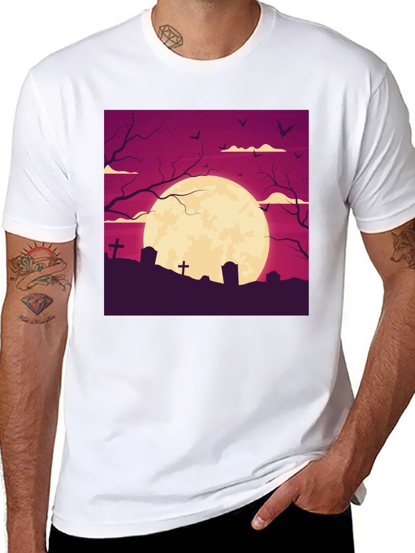 Halloween Graveyard Moon T-Shirt