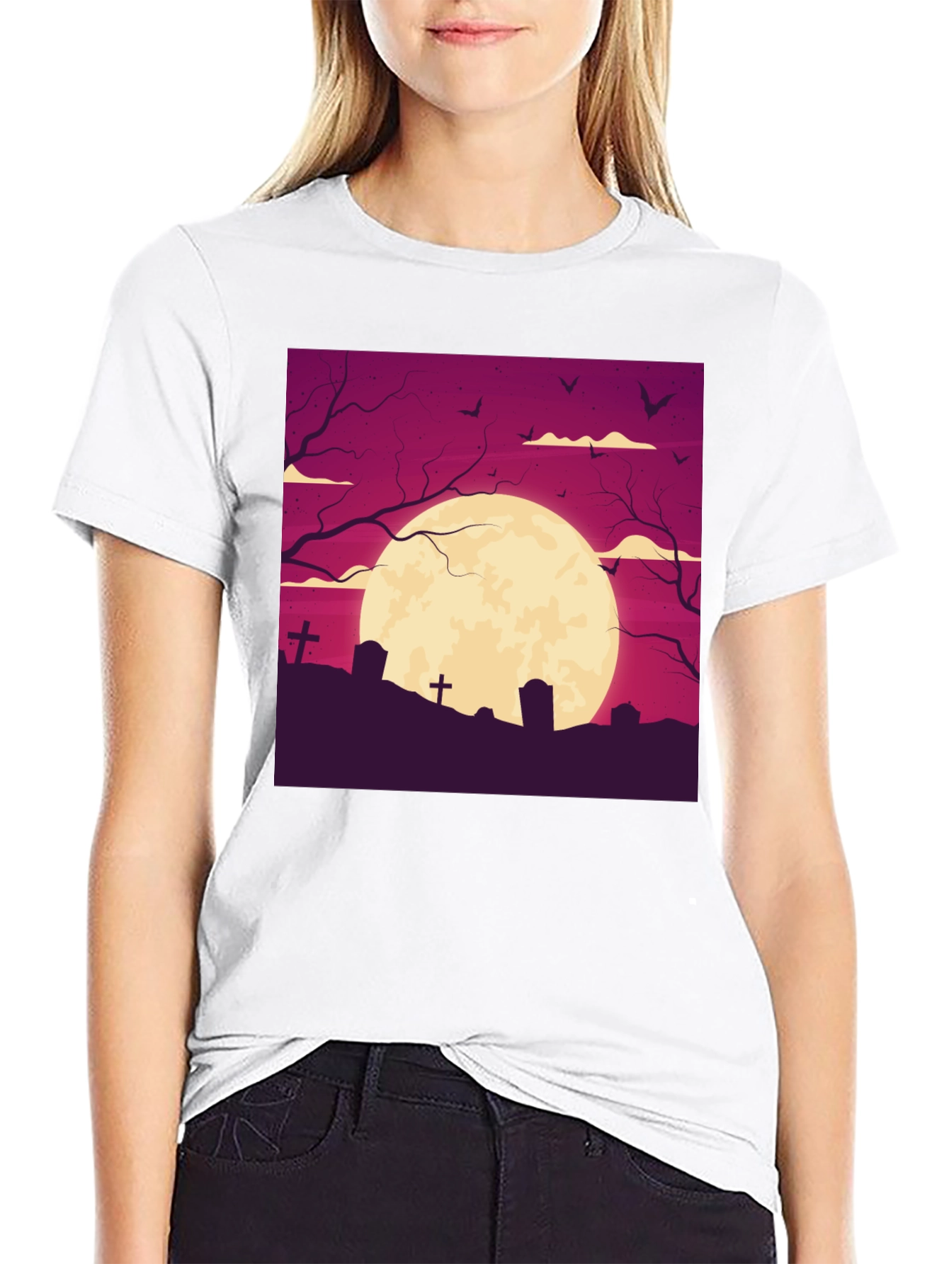Halloween Graveyard Moon T-Shirt