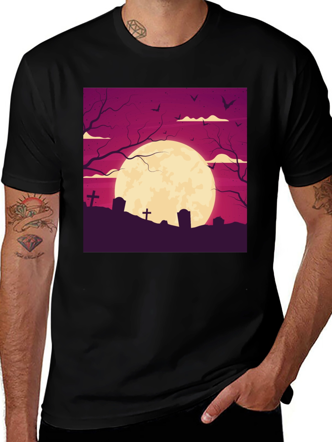 Halloween Graveyard Moon T-Shirt