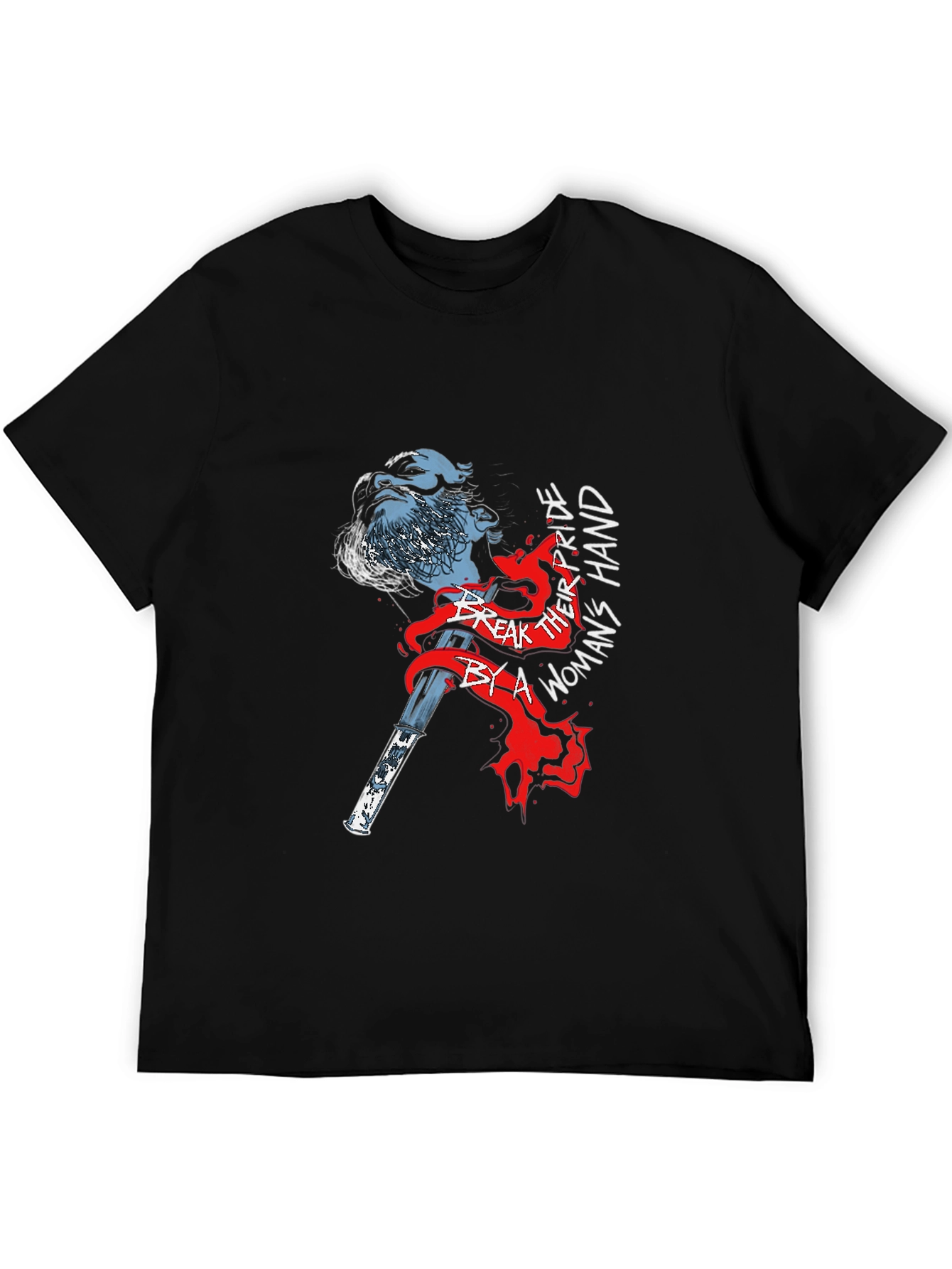 Graphic Print Black T-Shirt - Norse Viking Axe