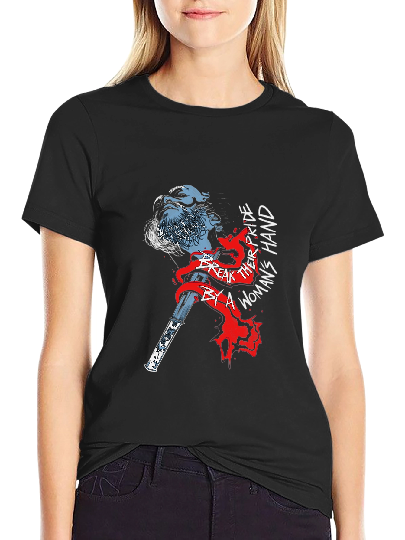 Graphic Print Black T-Shirt - Norse Viking Axe