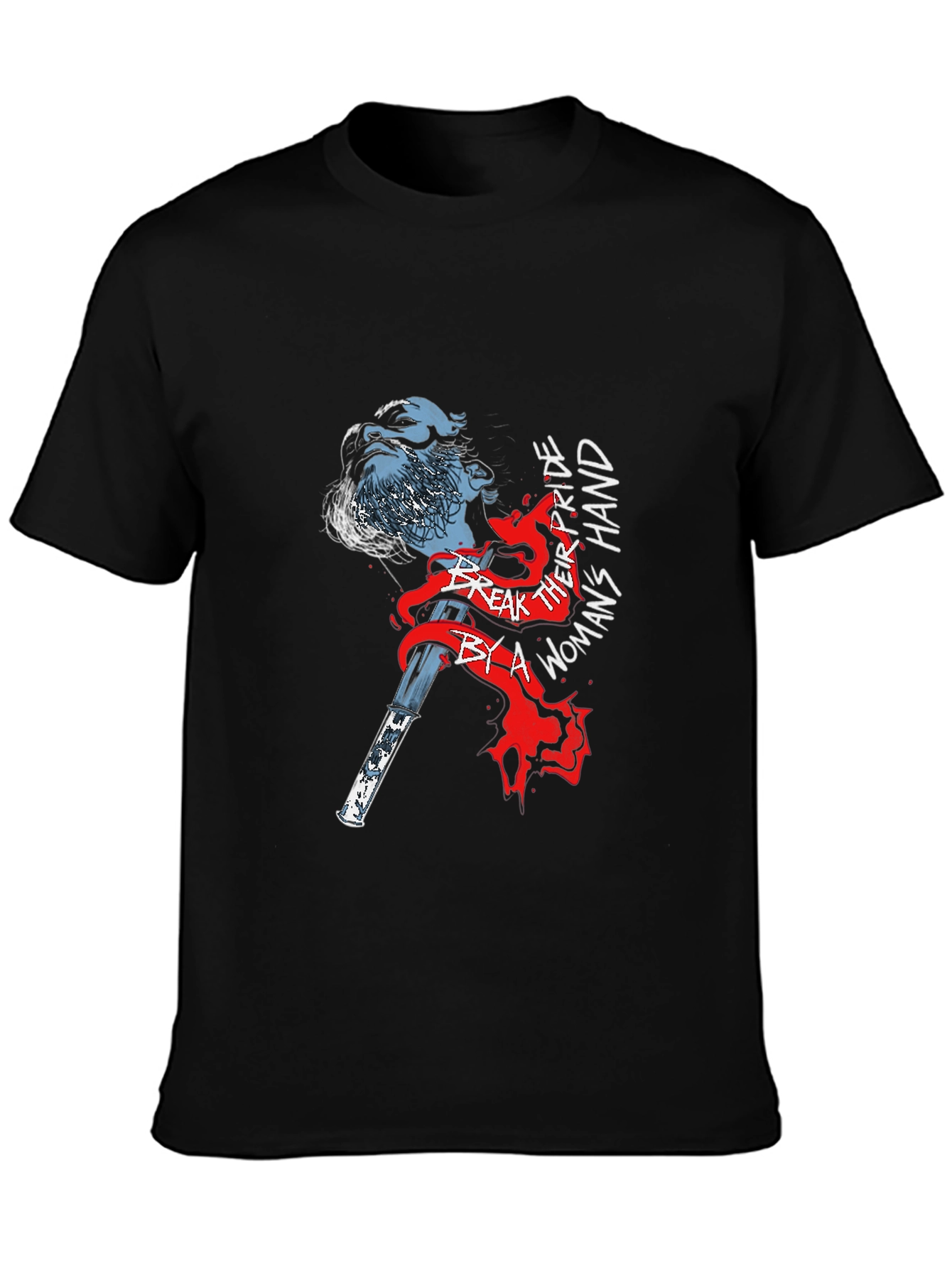 Graphic Print Black T-Shirt - Norse Viking Axe