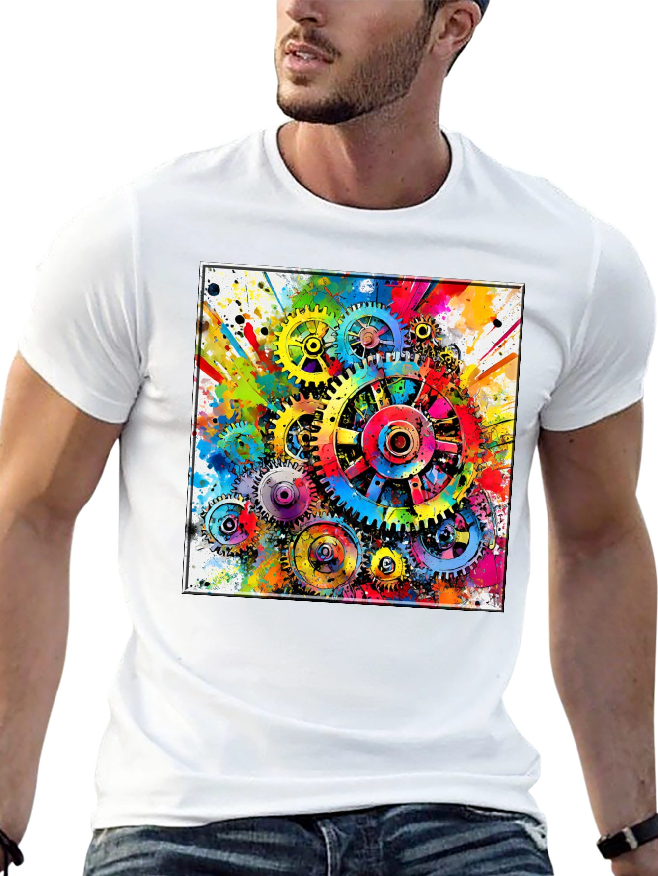Colorful Gears Graphic T-Shirt
