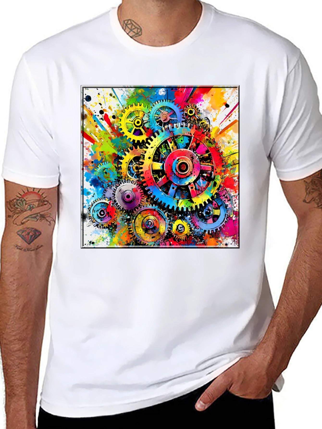 Colorful Gears Graphic T-Shirt