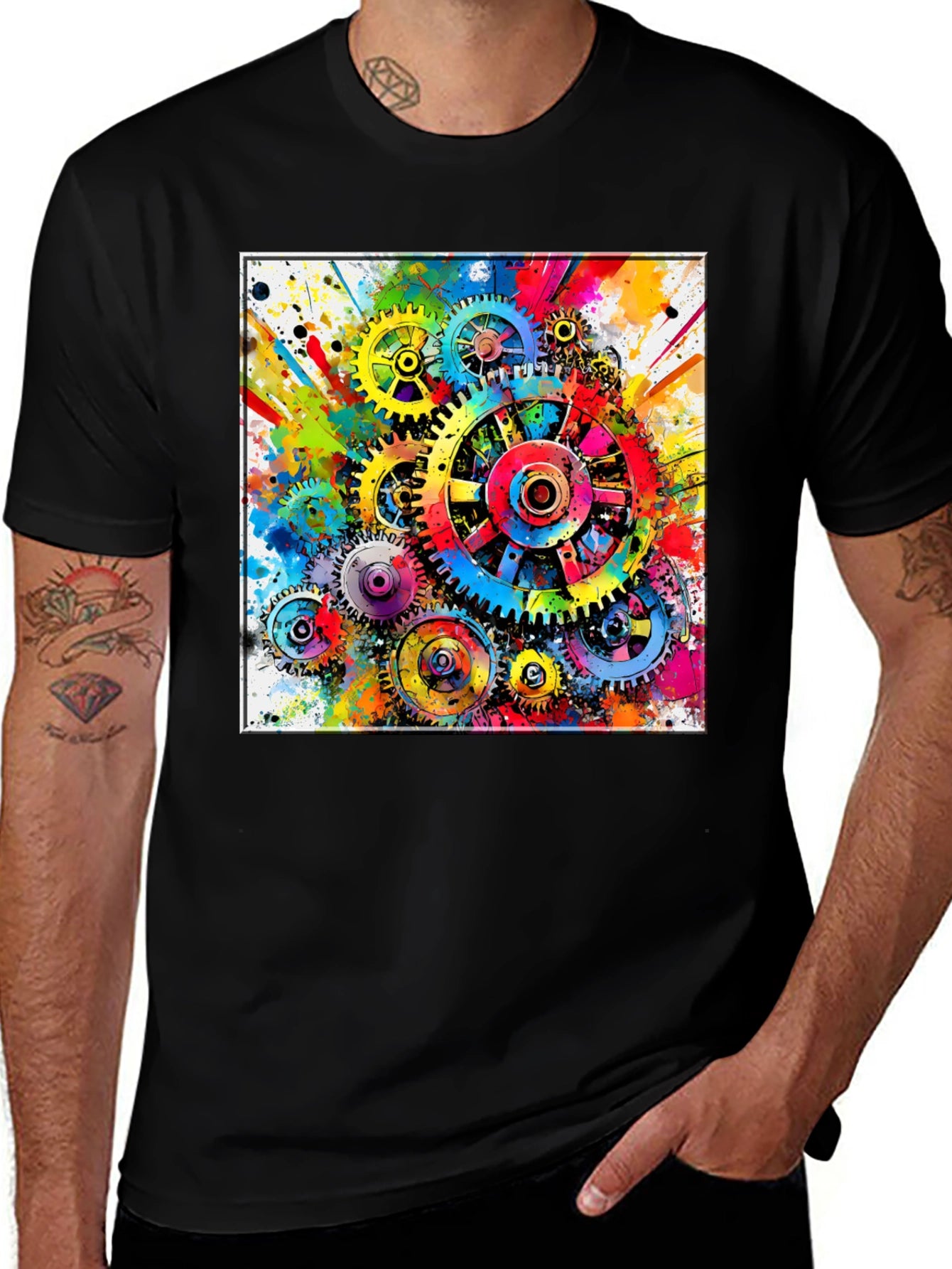 Colorful Gears Graphic T-Shirt