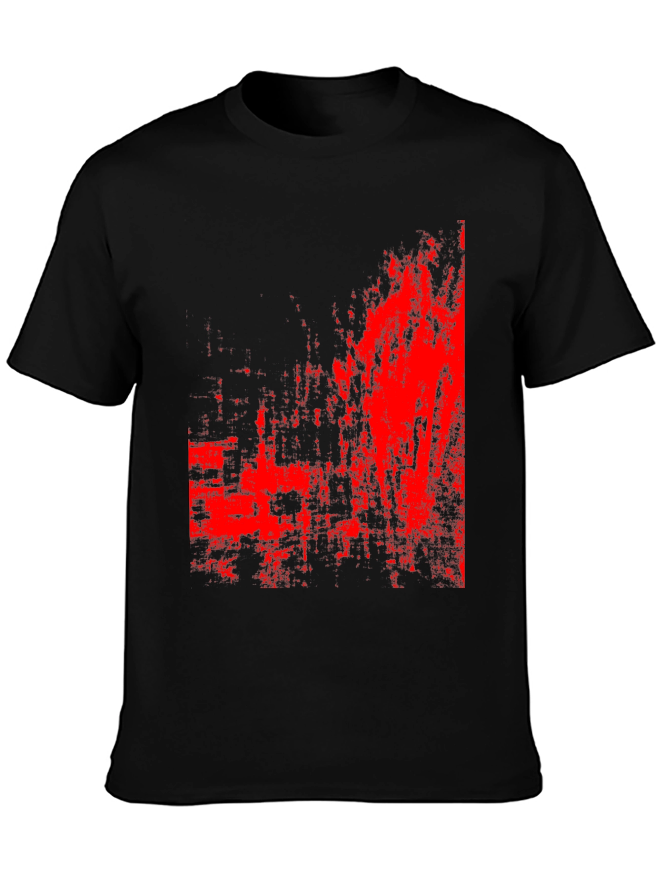 Abstract Red Print Black T-Shirt