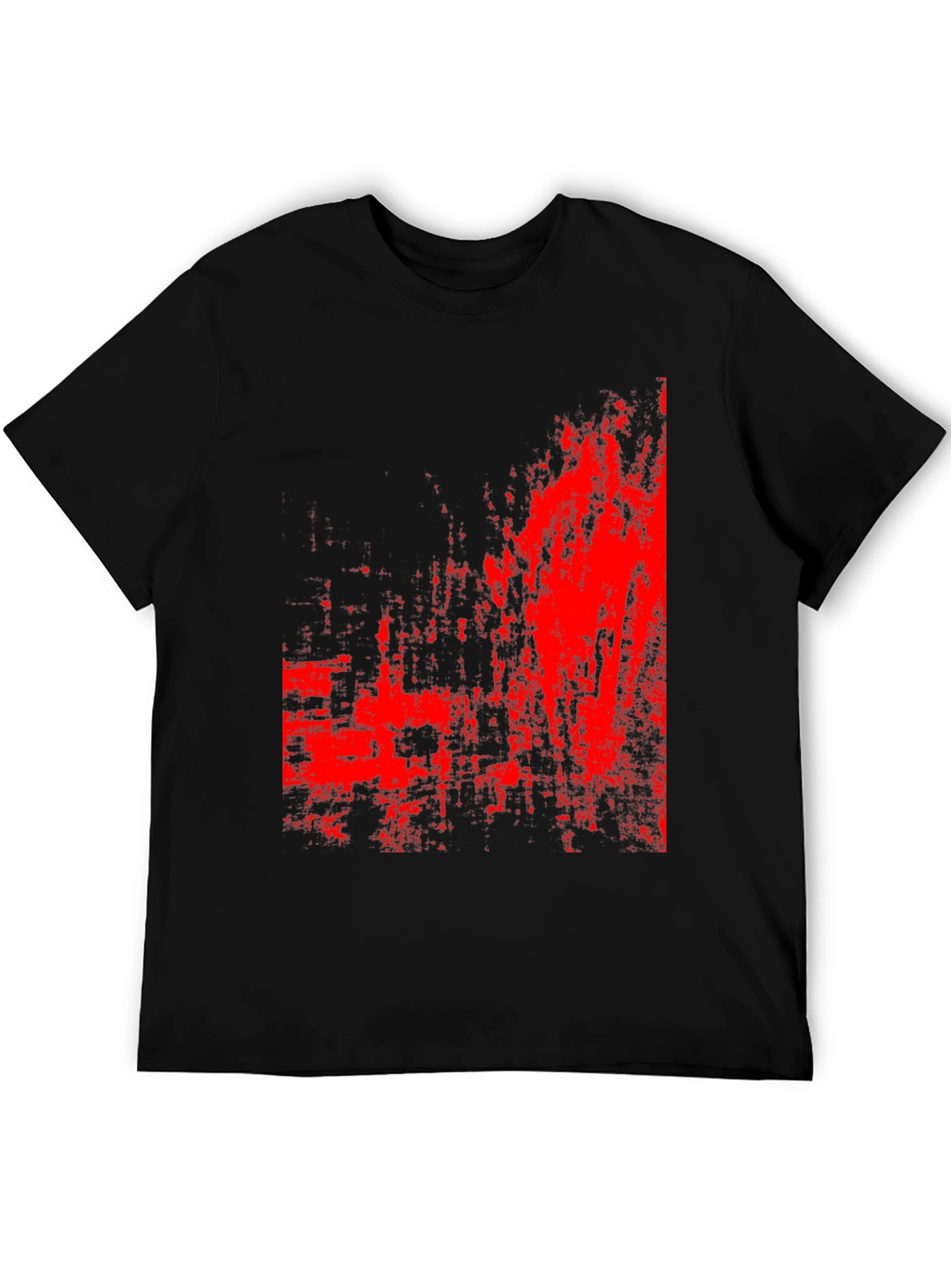 Abstract Red Print Black T-Shirt