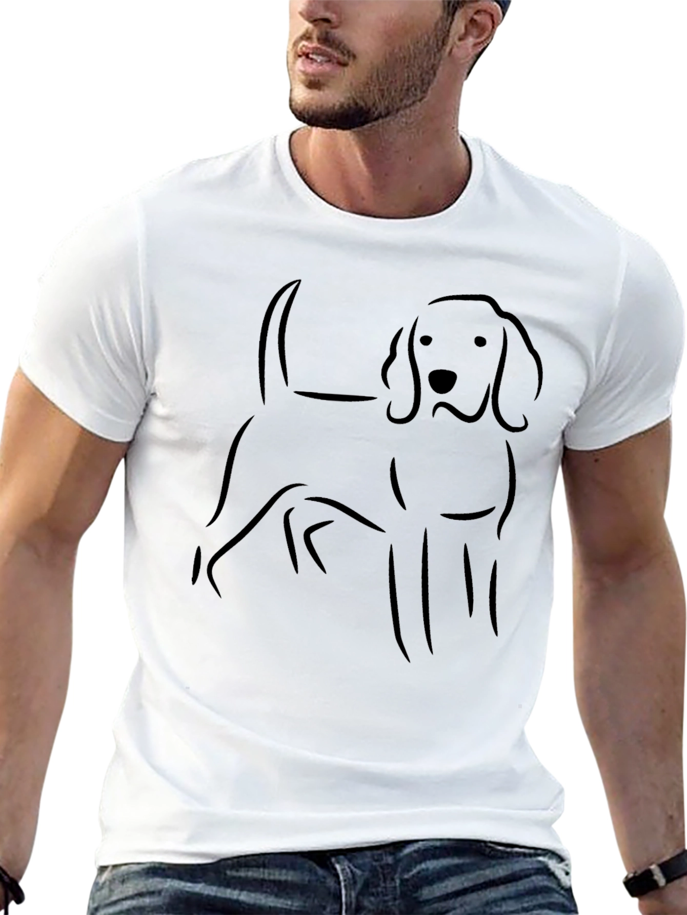 Dog Outline Graphic Tee - Black