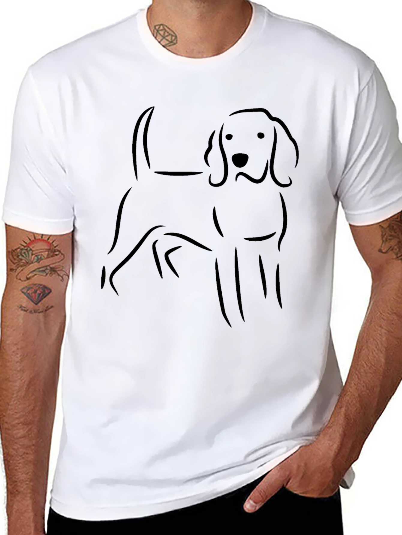 Dog Outline Graphic Tee - Black