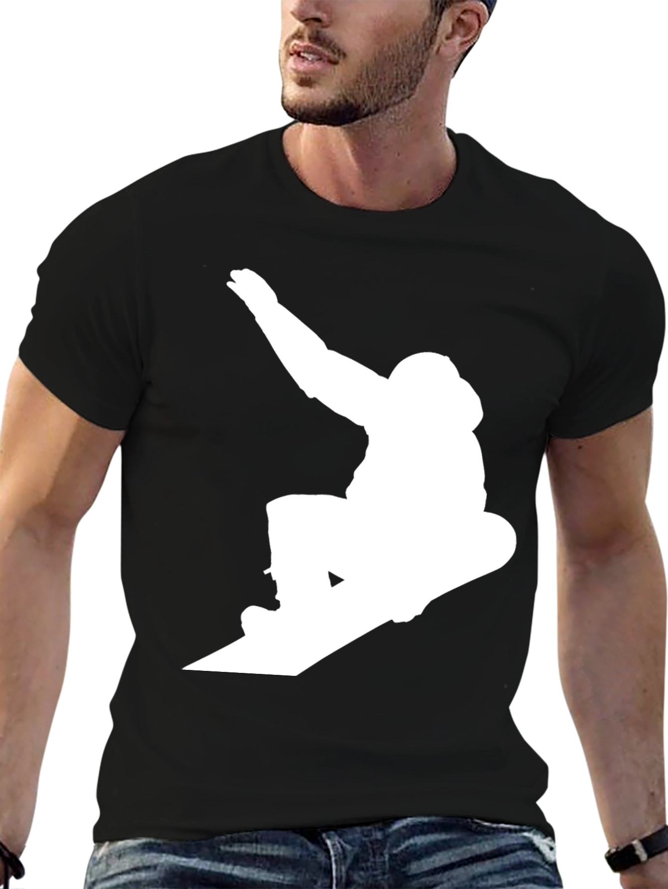 Snowboarder Graphic Tee - Black Cotton Blend