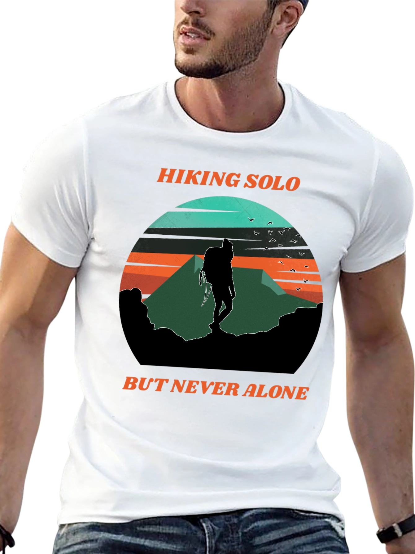 Hiking Solo Tee - Never Alone Adventure Shirt