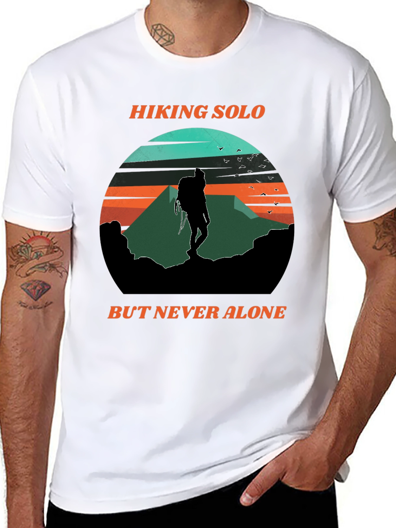 Hiking Solo Tee - Never Alone Adventure Shirt