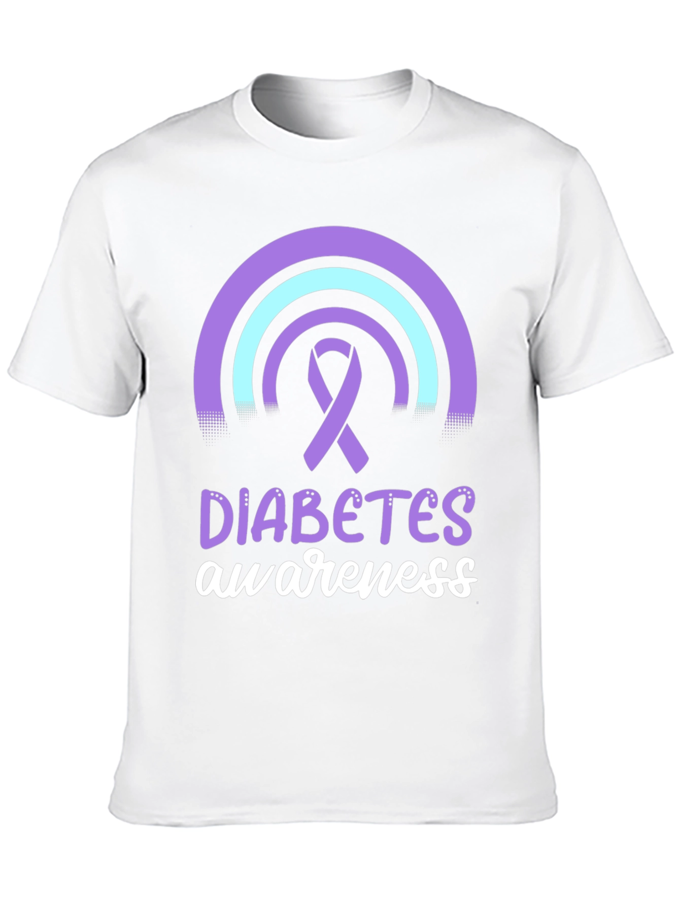 Diabetes Awareness T-Shirt Ribbon Rainbow Design
