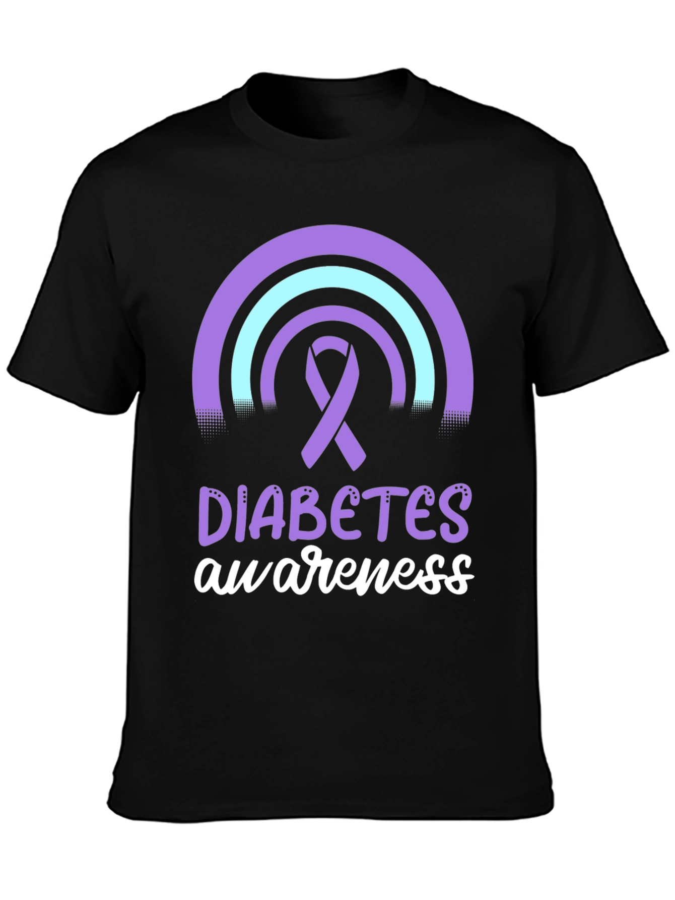 Diabetes Awareness T-Shirt Ribbon Rainbow Design