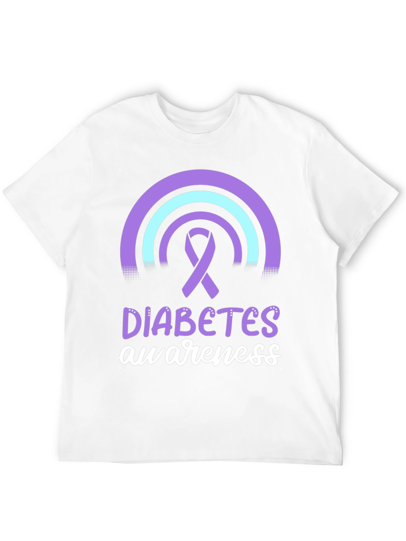 Diabetes Awareness T-Shirt Ribbon Rainbow Design