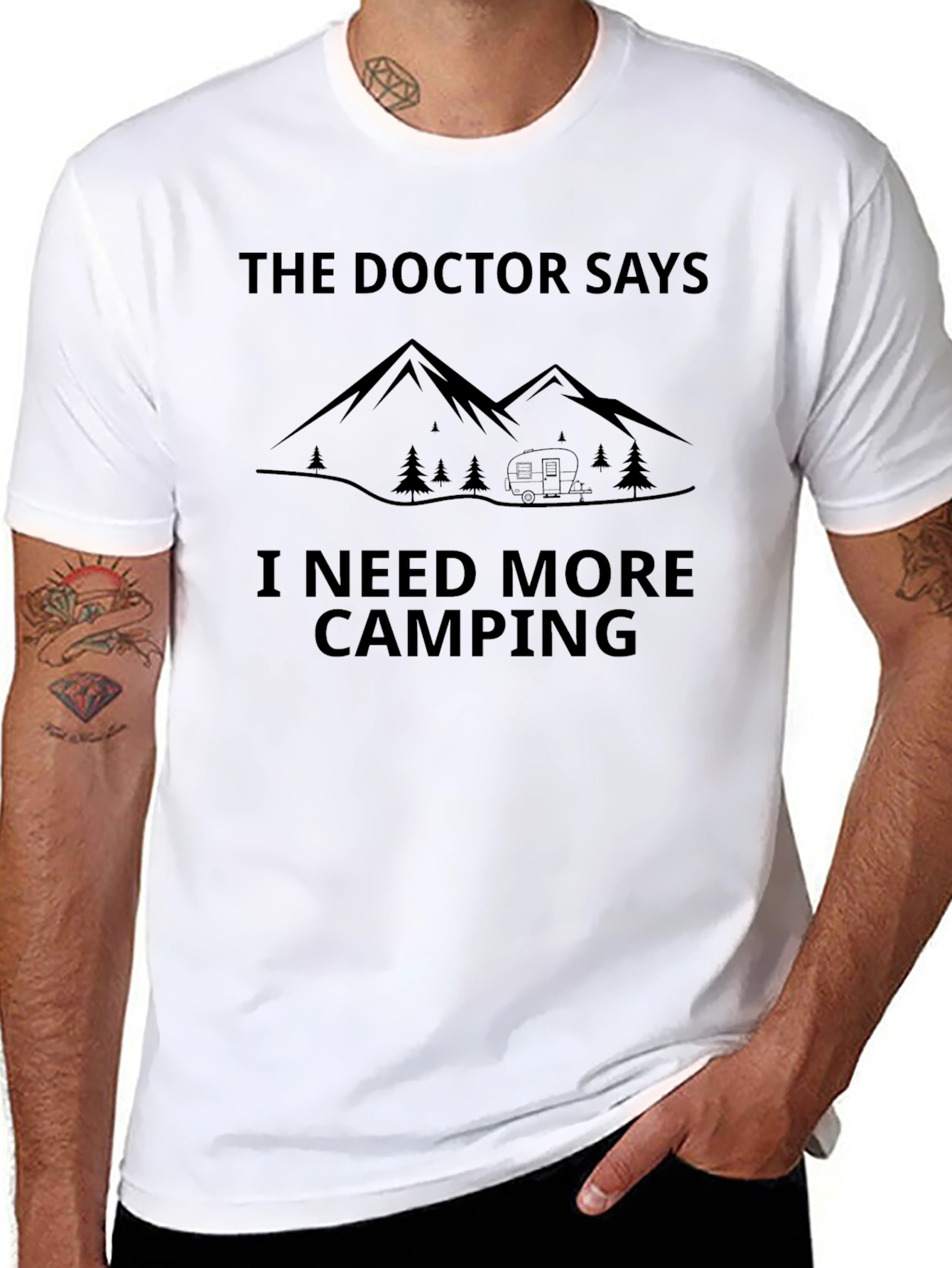 Doctor Says Camping Tee - Black Graphic T-Shirt