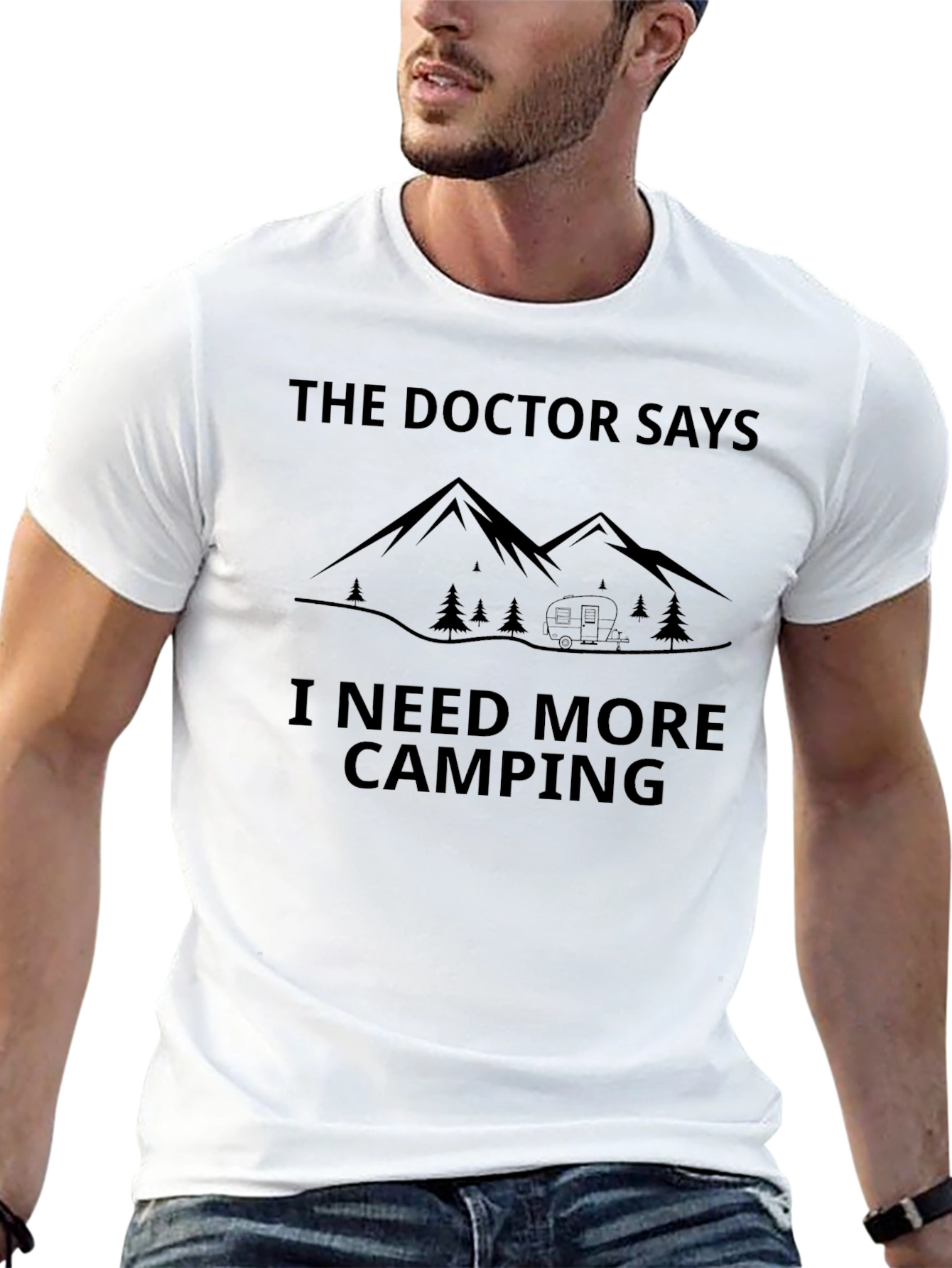 Doctor Says Camping Tee - Black Graphic T-Shirt