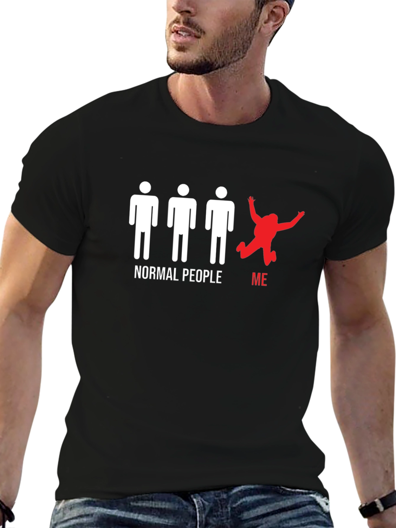 Normal People/Me Graphic Tee - Black Cotton T-Shirt