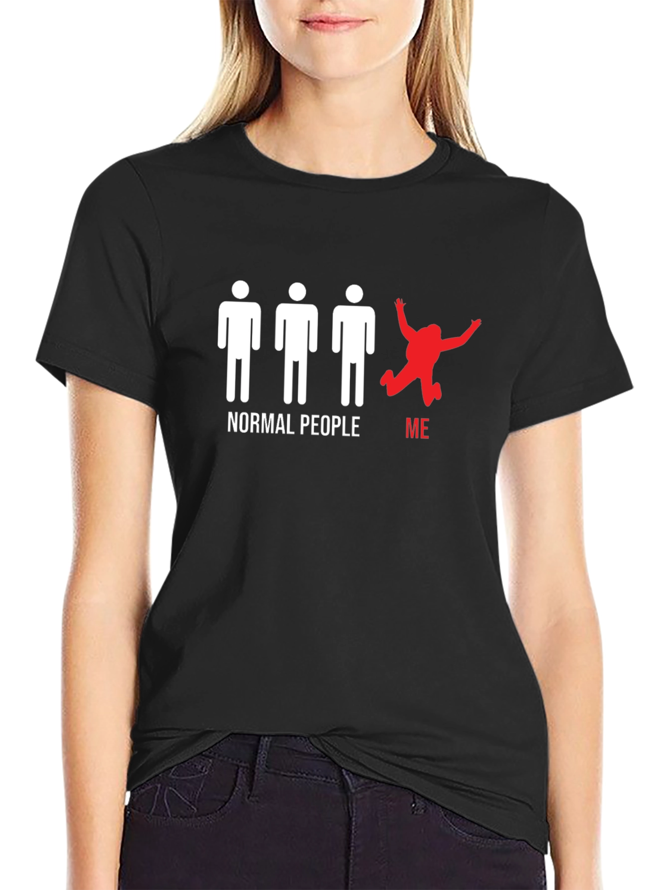 Normal People/Me Graphic Tee - Black Cotton T-Shirt