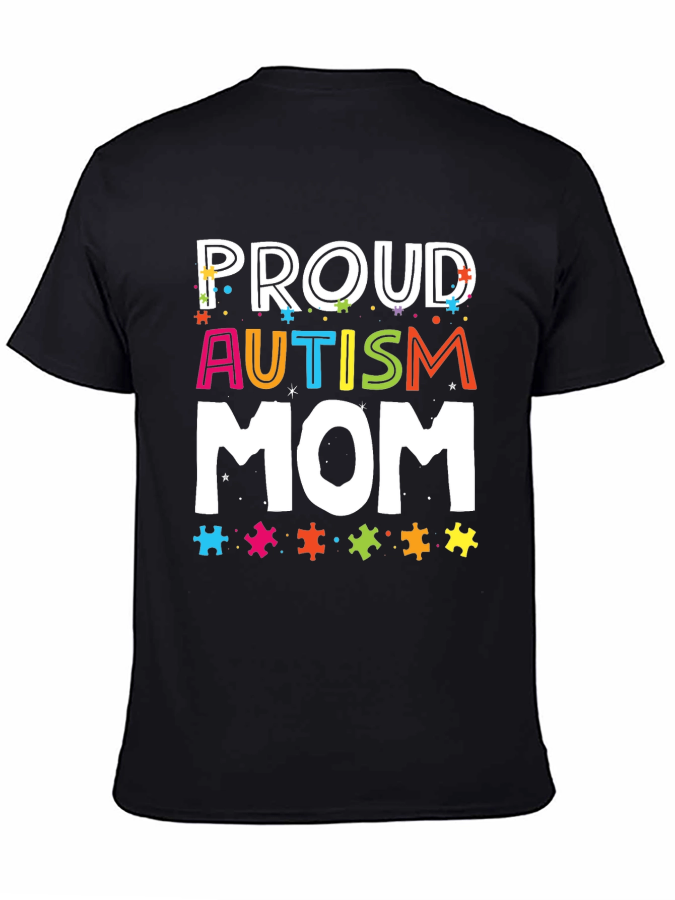Proud Autism Mom Graphic T-Shirt - Black