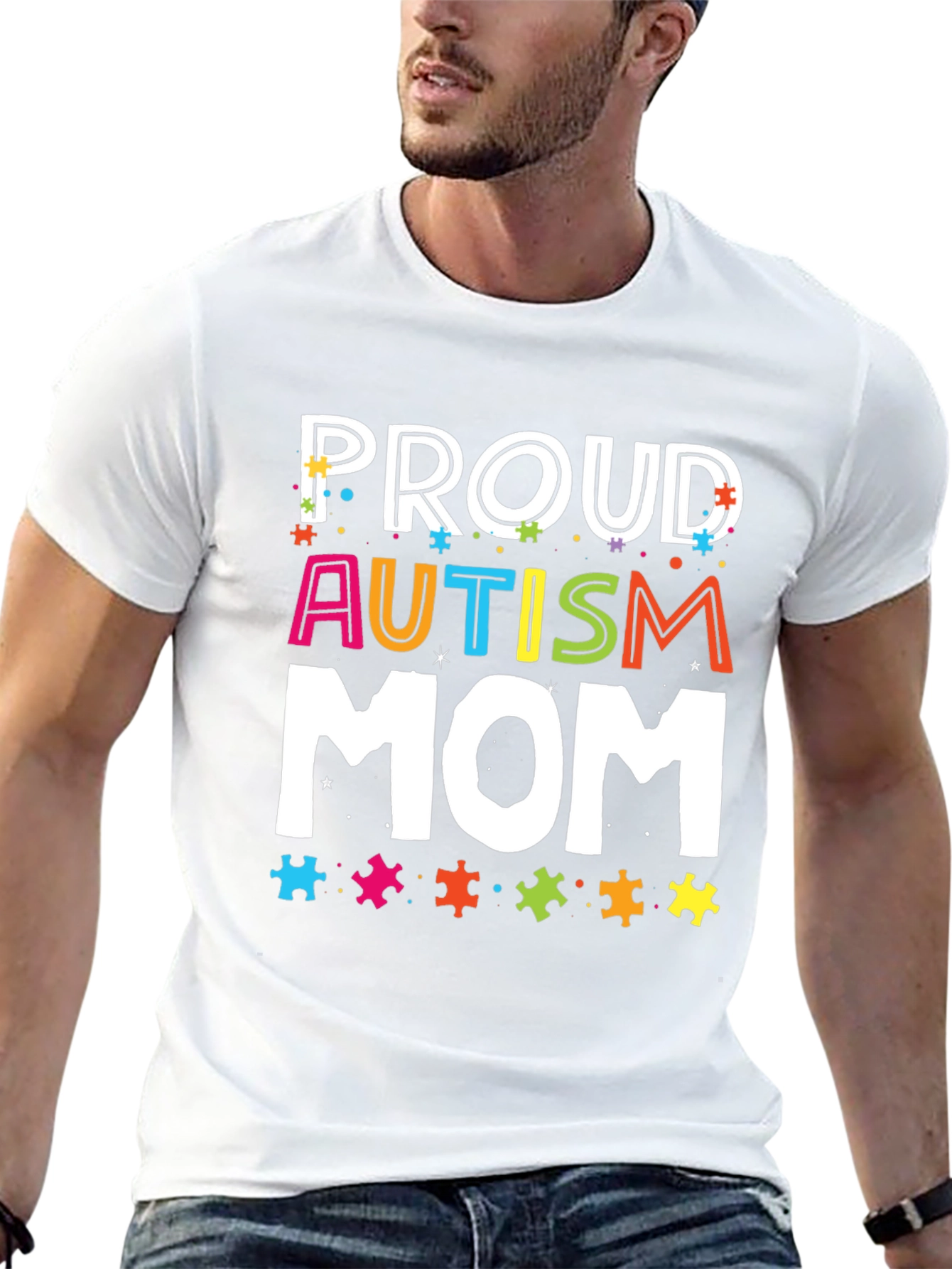 Proud Autism Mom Graphic T-Shirt - Black