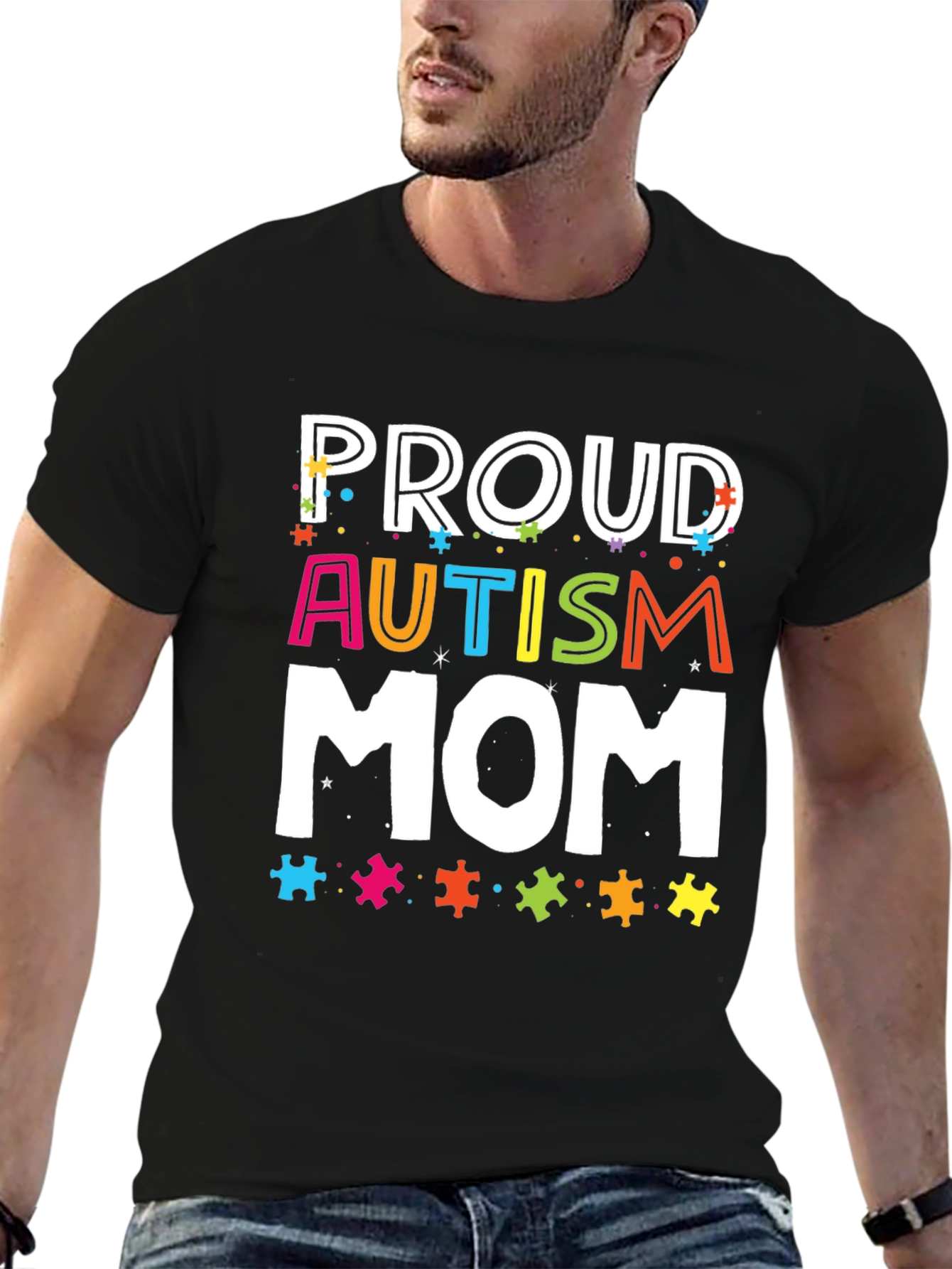 Proud Autism Mom Graphic T-Shirt - Black