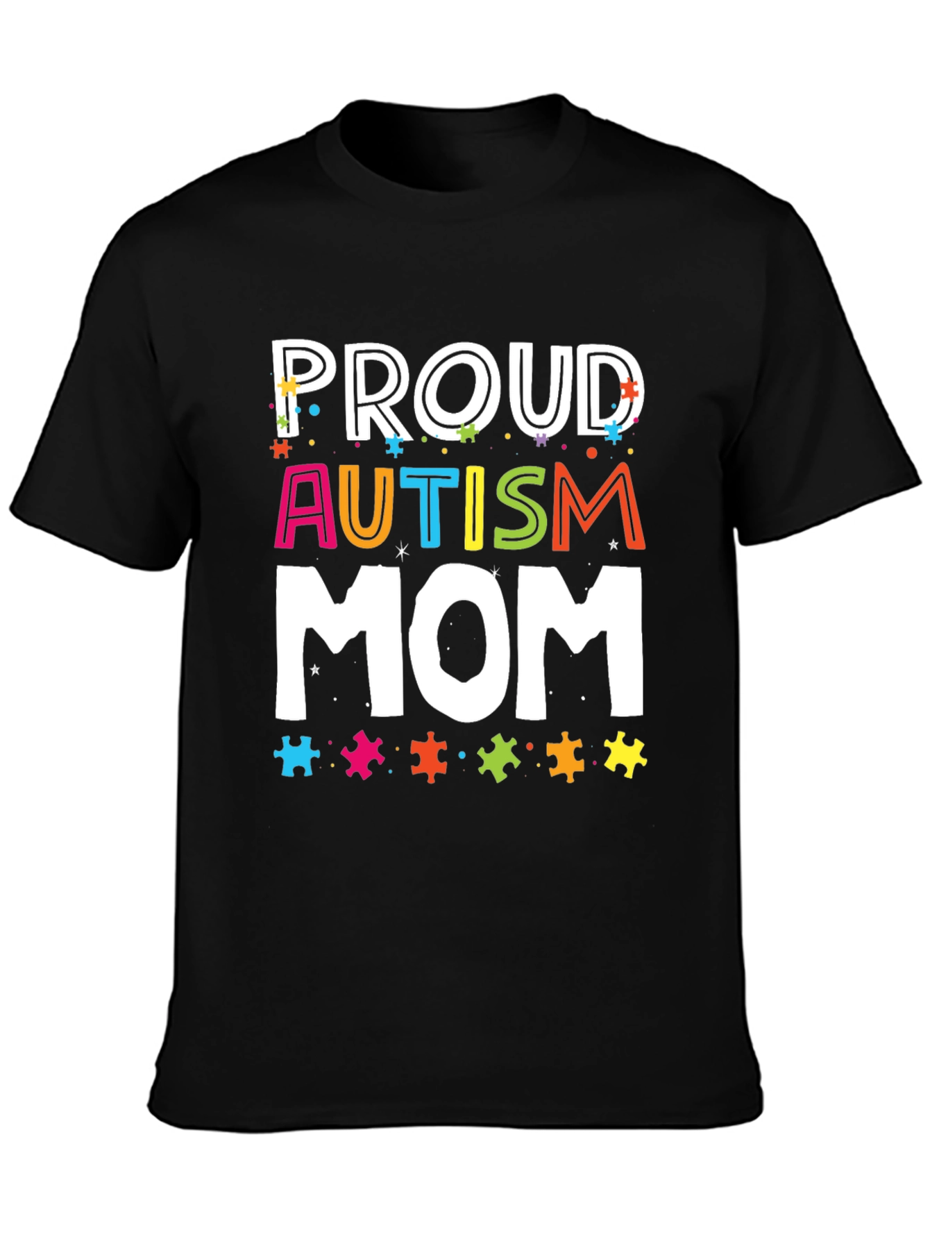 Proud Autism Mom Graphic T-Shirt - Black