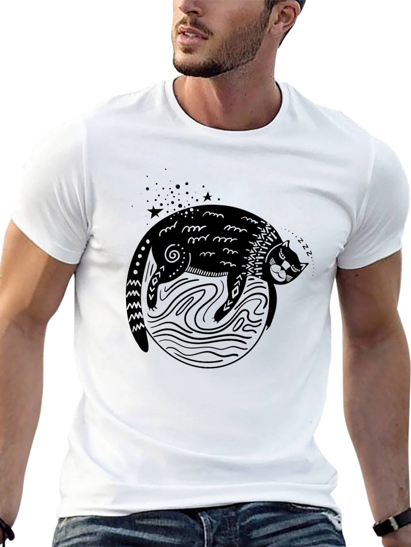 Black Cat Nap T-Shirt - Cozy & Cool