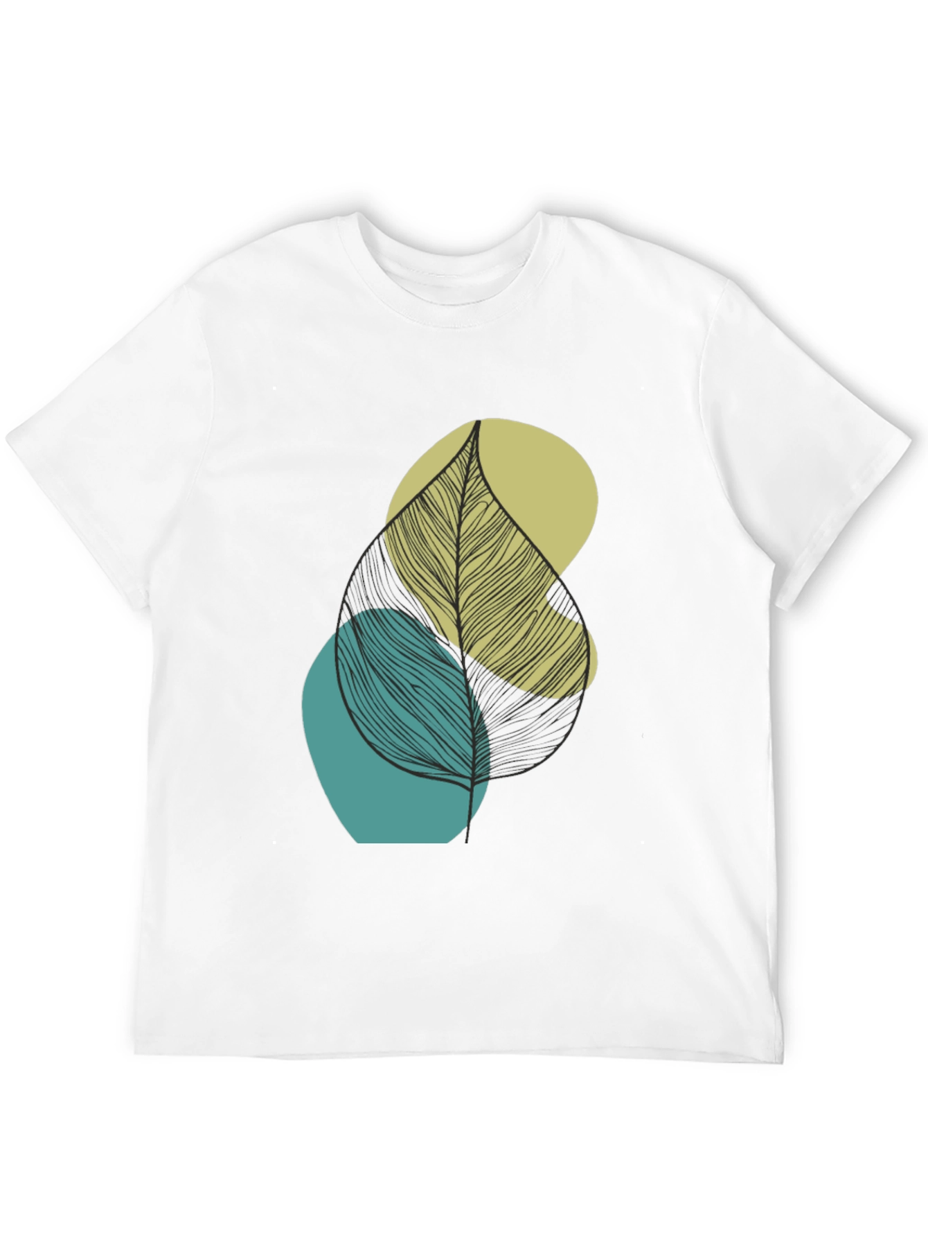Abstract Leaf Graphic Print Mens Black T-Shirt