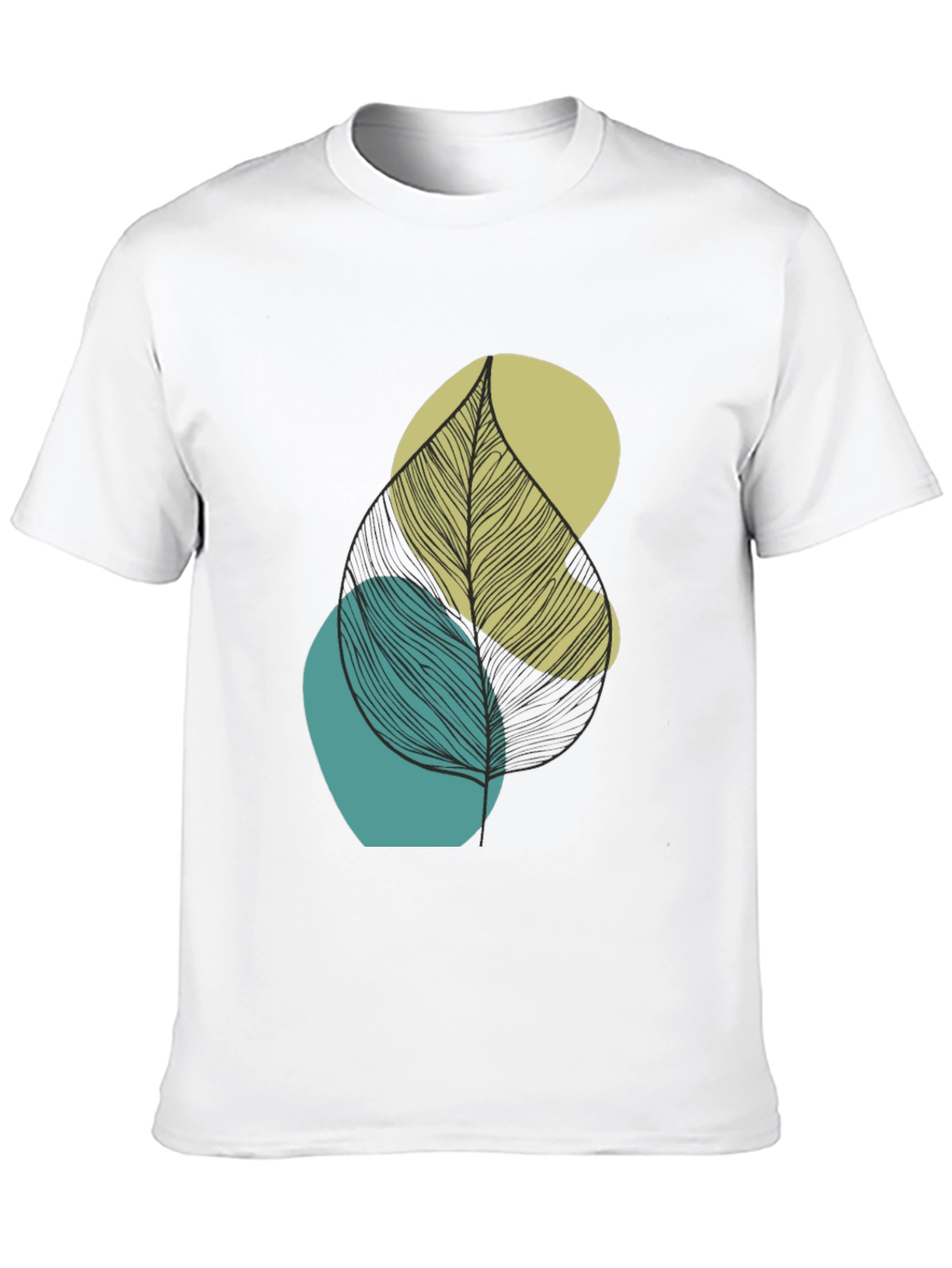 Abstract Leaf Graphic Print Mens Black T-Shirt